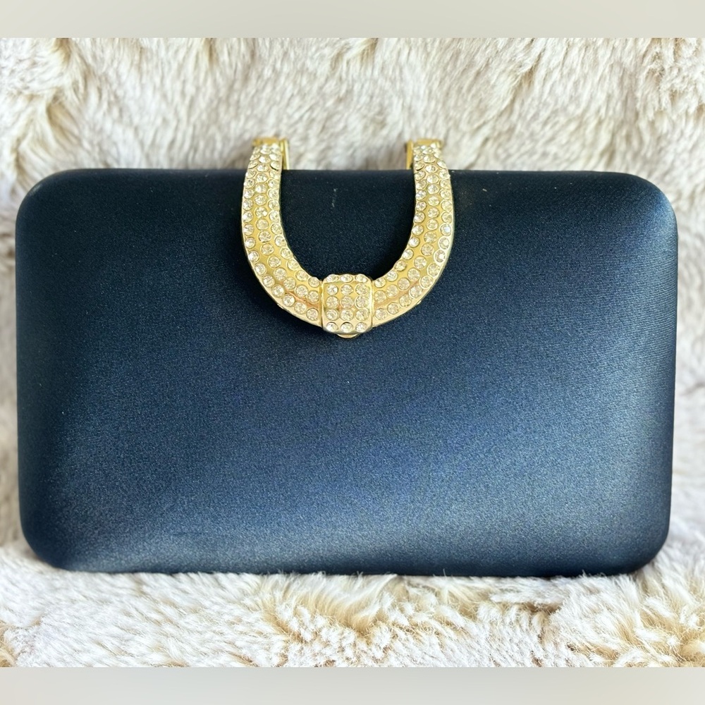 INC. Satin Navy Clutch/Crossbody Purse